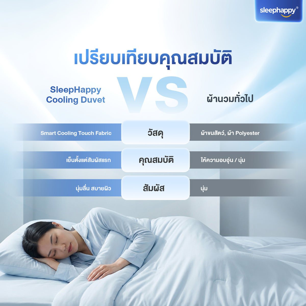 SleepHappy Cooling Duvet ผ้านวม สัมผัสเย็น นุ่มสบาย หลับลึกทุกคืน