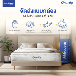 ที่นอนพ็อกเก็ตสปริง รุ่น Gravity ลดเเรงสั่นสะเทือนได้ดี นอนสบาย ระบายอากาศดี หนา 9 นิ้ว สัมผัสแน่นปานกลาง - sleep-happy-th