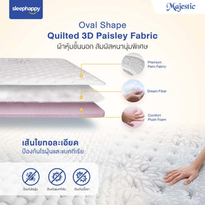 ที่นอนยางพาราธรรมชาติ Hybrid เสริมคูลเจลเมมโมรี่โฟมและพ็อกเก็ตสปริง รุ่น Majestic หนา 14 นิ้ว - sleep-happy-th