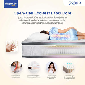ที่นอนยางพาราธรรมชาติ Hybrid เสริมคูลเจลเมมโมรี่โฟมและพ็อกเก็ตสปริง รุ่น Majestic หนา 14 นิ้ว - sleep-happy-th