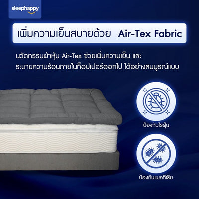 ท็อปเปอร์เส้นใยไมโครเจล รุ่น Cloudy Topper หนา 3 นิ้ว: ท็อปเปอร์เพิ่มความเย็นสบาย ป้องกันไรฝุ่นและแบคทีเรีย