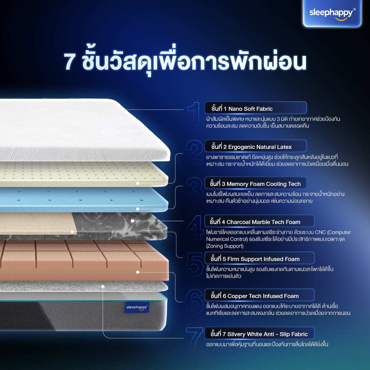The Atlantis Max Firm mattress, made with natural latex and memory foam, offers a firm feel, relieves back pain, and features a cooling fabric for a comfortable night's sleep.