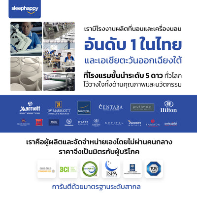 ชุดเครื่องนอนโรงแรม Supreme Luxury สีขาว: ผ้าปู, ปลอกหมอน, ปลอกหมอนข้าง ผลิตในไทย, มาตรฐานสากล