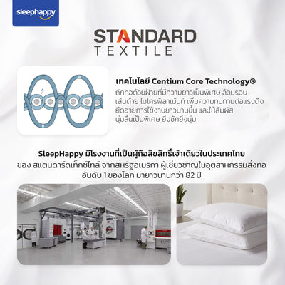 SleepHappy: หมอนขนเป็ดแท้ 100% เกรดพรีเมี่ยม 1,300 กรัม ผลิตด้วยเทคโนโลยี Centium Core จาก Standard Textile
