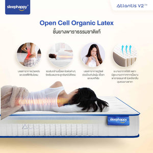 ที่นอนพ็อกเก็ตสปริง รุ่น Atlantis V2 Lite เสริมยางพาราธรรมชาติ สัมผัสแน่นและเด้ง โอบรับสรีระ ช่วยลดอาการปวดหลังได้ดี - sleep-happy-th