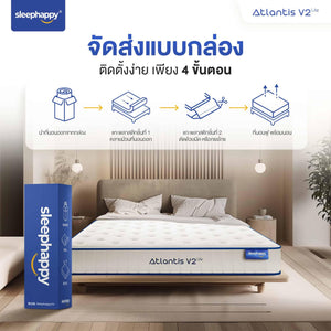 ที่นอนพ็อกเก็ตสปริง รุ่น Atlantis V2 Lite เสริมยางพาราธรรมชาติ สัมผัสแน่นและเด้ง โอบรับสรีระ ช่วยลดอาการปวดหลังได้ดี - sleep-happy-th