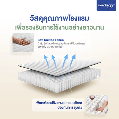 ที่นอนพ็อกเก็ตสปริงคุณภาพแน่นนุ่ม รุ่น Element Bounce หนา 10 นิ้ว นอนสบายทุกท่า ลดแรงสั่นสะเทือนได้ดี - sleep-happy-th