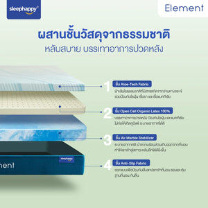 ที่นอนยางพาราธรรมชาติ 100% รุ่น Element ที่นอนเพื่อสุขภาพ รองรับสรีระและแรงกดทับได้ดี - sleep-happy-th