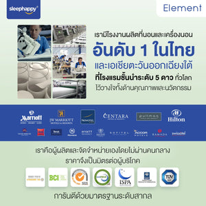 ที่นอนยางพาราธรรมชาติ 100% รุ่น Element ที่นอนเพื่อสุขภาพ รองรับสรีระและแรงกดทับได้ดี - sleep-happy-th