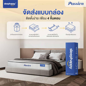 ที่นอนพ็อกเก็ตสปริง เสริมยูโรท็อป รุ่น Passion หนา 11 นิ้ว สัมผัสนุ่ม หลับสบาย สไตล์โรงแรม 5 ดาว - sleep-happy-th