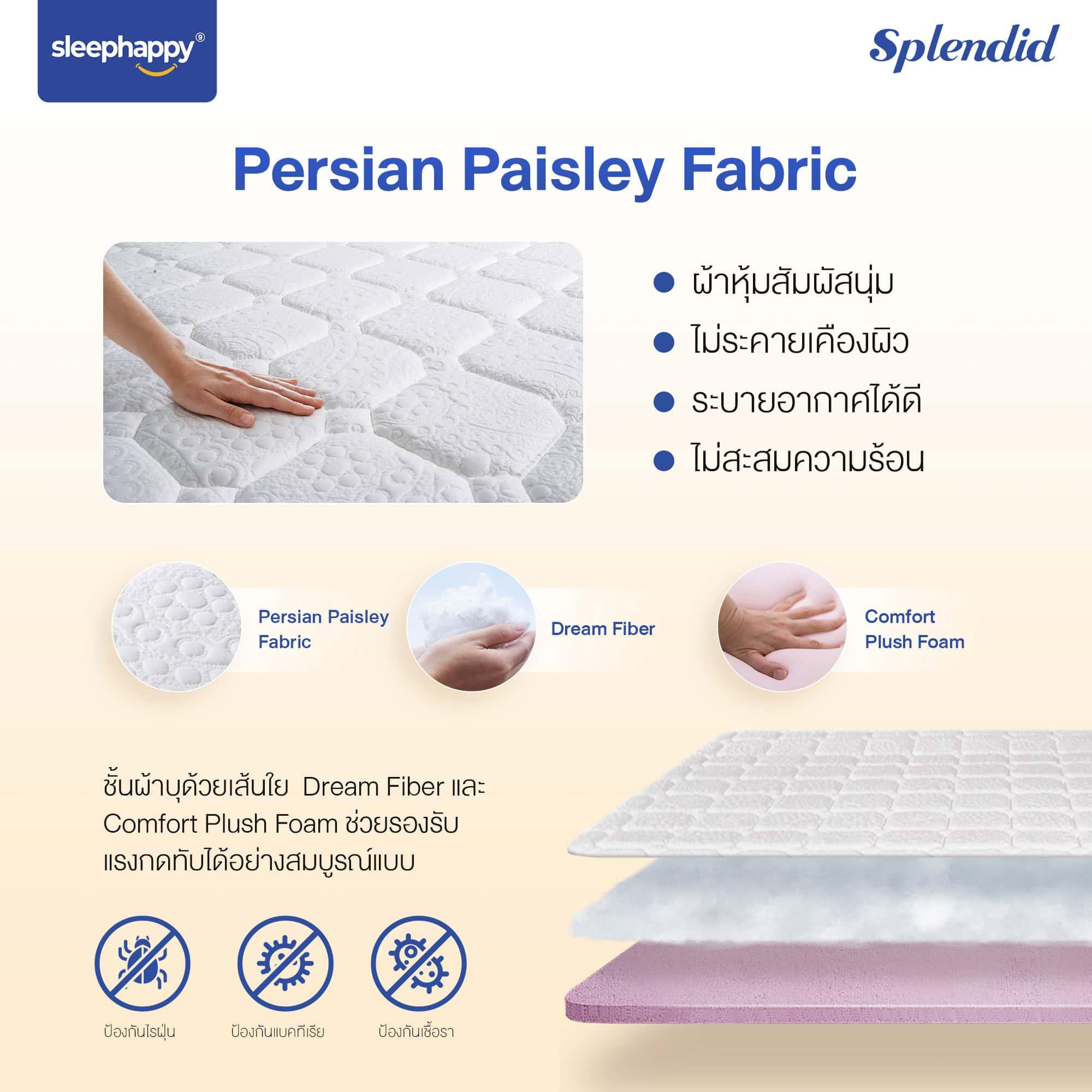 ที่นอนพ็อกเก็ตสปริง รุ่น Splendid สัมผัสนุ่มกึ่งแน่น สไตล์โรงแรม ลดเเรงสั่นสะเทือนได้ดี - sleep-happy-th