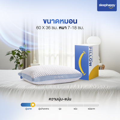หมอนสุขภาพปรับความสูง-ต่ำได้ รุ่น iAdjust Pillow แก้ปวดคอ รองรับทุกท่านอน ขนาด 60x36 ซม. หนา 7-18 ซม.