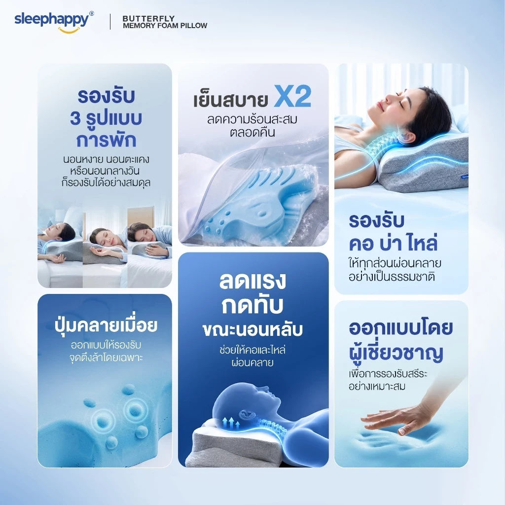 รองรับ 3 รูปแบบการพัก เย็นสบาย X2 ปุ่มคลายเมื่อย ลดแรงกดทับ