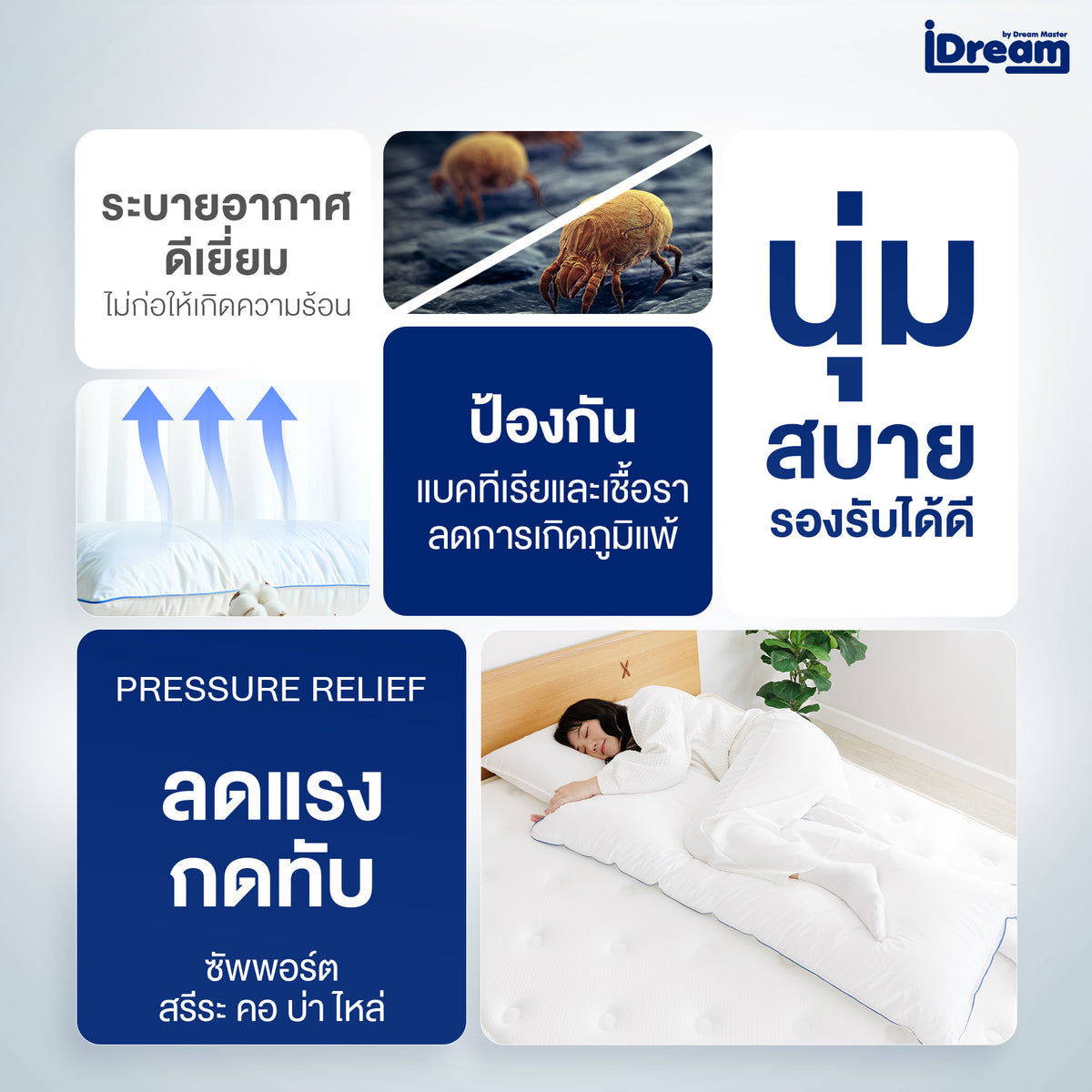 iDream iHug Body Pillow หมอนกอดบอดี้: หมอนหนุนตัวเพื่อสุขภาพที่ดี ระบายอากาศดี นุ่มสบาย ลดแรงกดทับ ป้องกันแบคทีเรีย