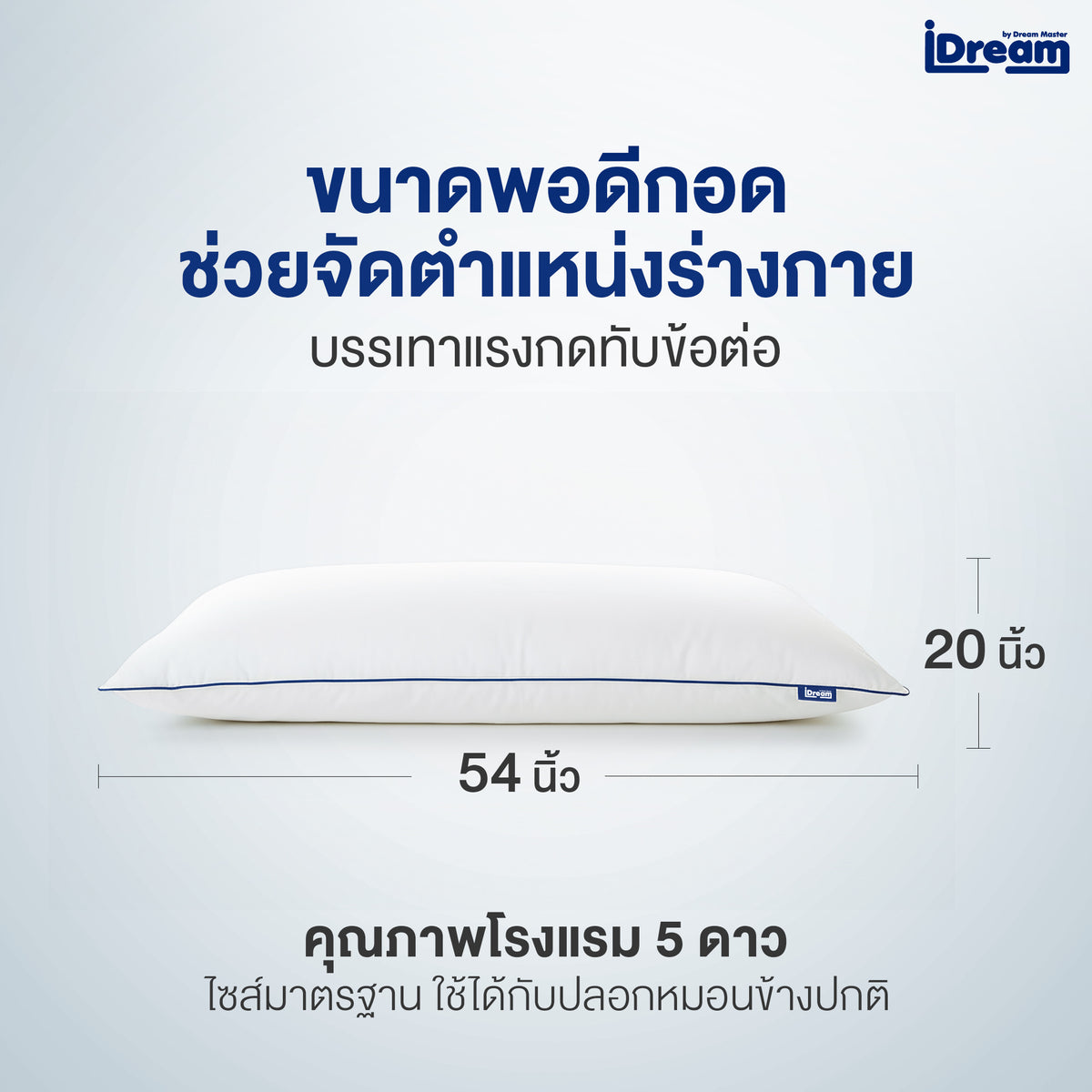 iDream iHug หมอนกอดบอดี้ขนาด 54x20 นิ้ว หมอนหนุนตัวเพื่อสุขภาพที่ดีของกระดูกและข้อ