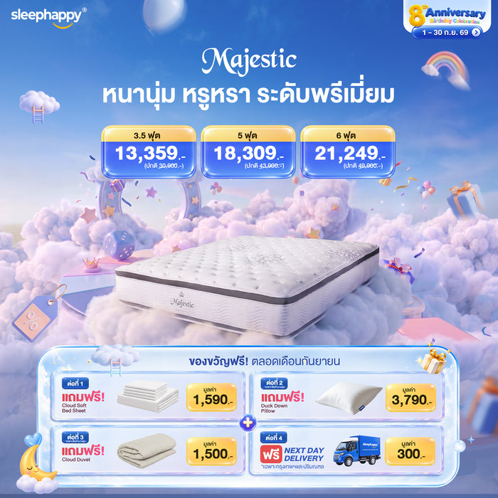 Majestic Hybrid Natural Latex Mattress with Cool Gel Memory Foam and Pocket Spring, 14 inches thick